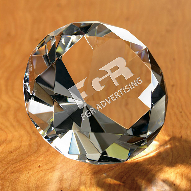 Hongville 100mm Crystal Glass Diamond Paperweight - Fancy Decorative Fishing Net Design